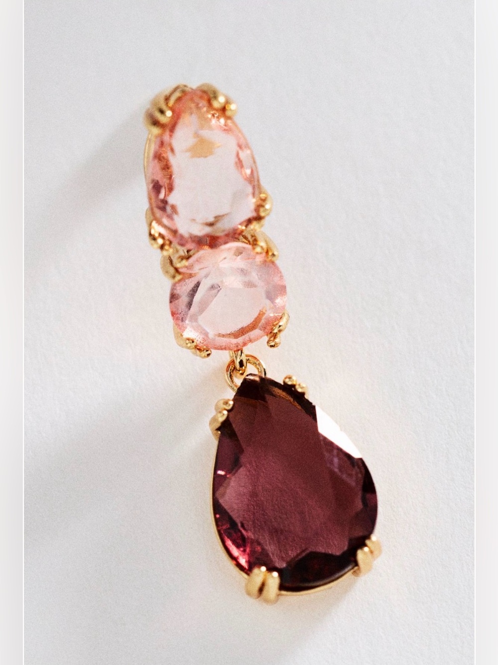 NWT Anthropologie Gradient Crystal Drop Earrings Vintage Rose - Picture 2 of 3
